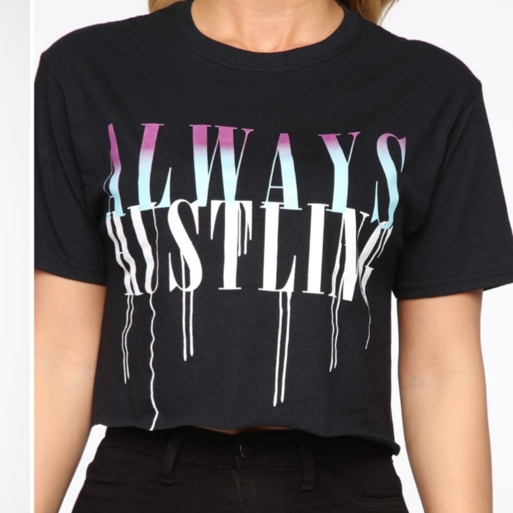 SOLD !! FashionNova Always Hustling Oversized Crop Top